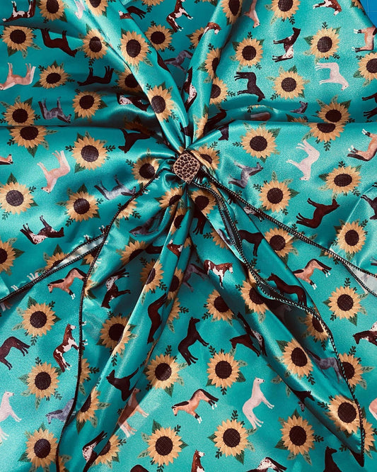 Teal Horses with sunflowers PRE-ORDER